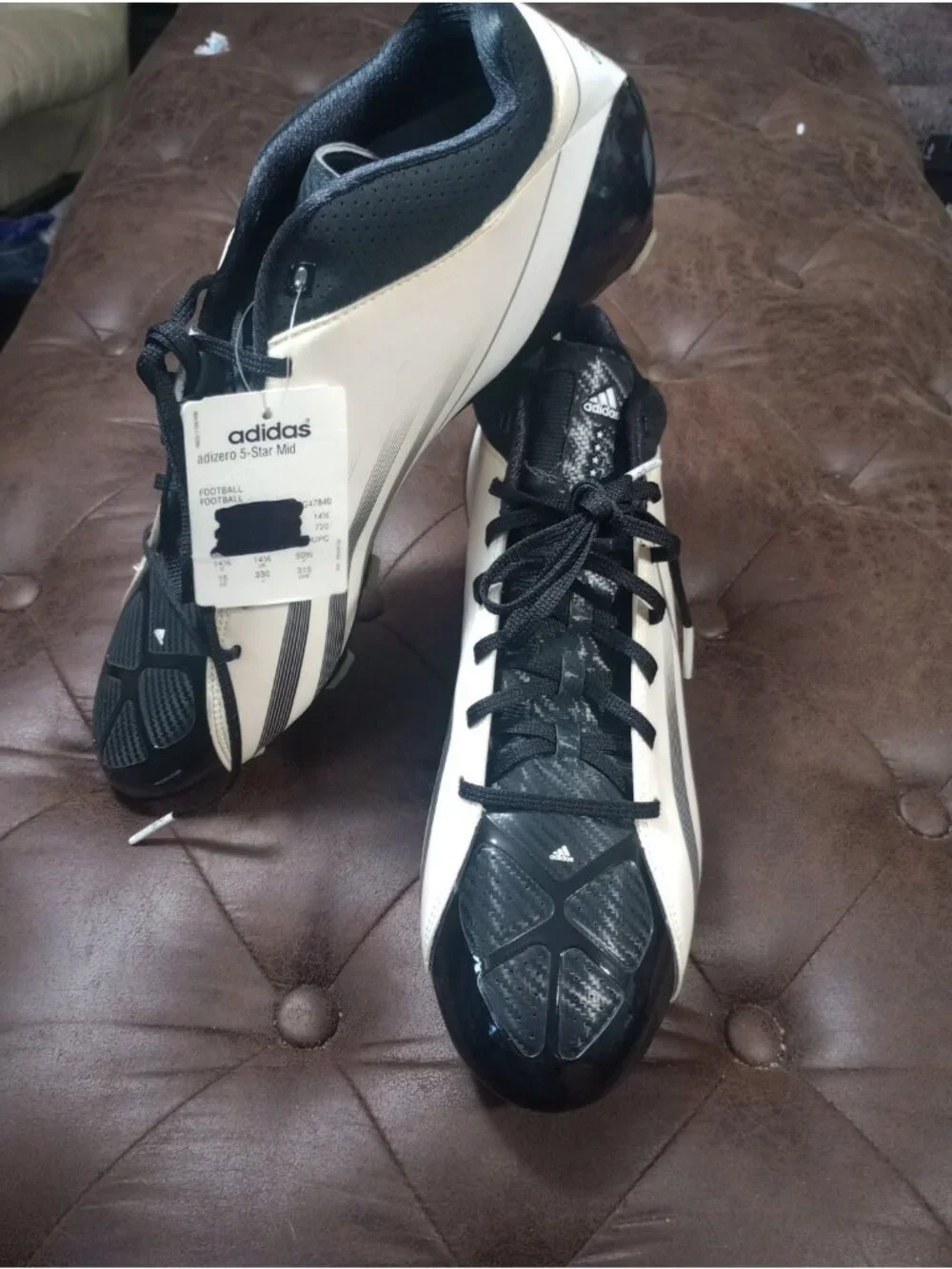 New Black Adidas Adizero 5-Star Soccer/Football Cleats Mens Size 15